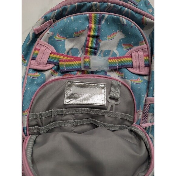 Pottery Barn Kids Mackenzie Backpack Aqua Unicorn Rainbow Parade Pink - Picture 3 of 7